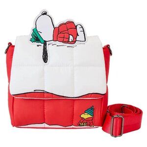 NWT Loungefly Peanuts Snoopy and Woodstock Snow Day Doghouse Crossbody Bag